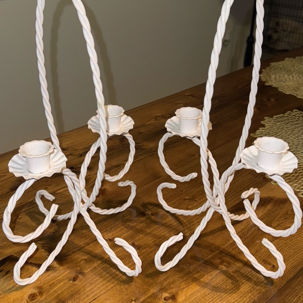 Vintage Home Interiors white metal candle holders (late 1980s–early 1990s era) - Picture 4 of 4
